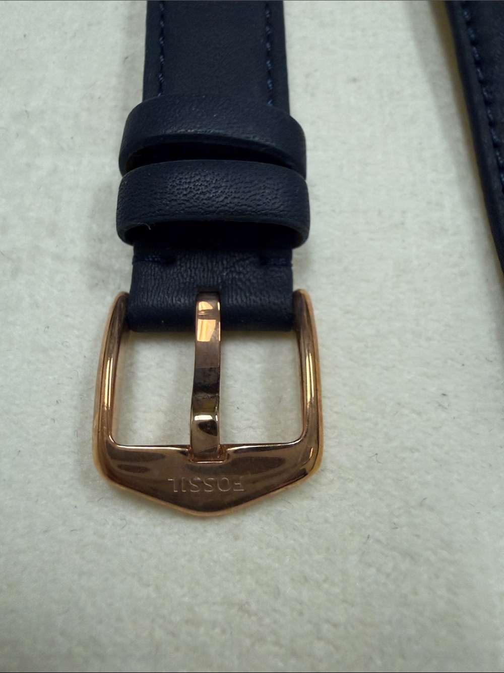 Fossil Navy Leather Watch Strap with Rose Gold Buckle 16 mm - Picture 2 of 5